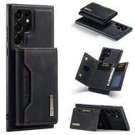 Case Casing Samsung Galaxy S23 Ultra Plus Magnetic Leather Wallet Card - Black, S23 Ultra