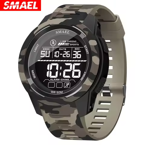 SMAEL Watch 8105 Camo Strap Men Sports Multifunctional Watches Waterproof Shock Digital Display LED 