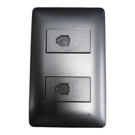 Omni 2 Gang Telephone Outlet with Plate Designer Series Graphite DWT-302GX2+DWP-112G