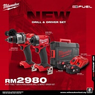 MILWAUKEE M18 COMBO FUEL GEN IV 13MM PERCUSSION DRILL & 1/4" HEX IMPACT DRIVER SET - MODEL M18 FID3 