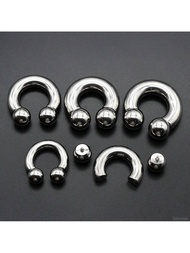1 ชิ้น Punk ขัดขนาดใหญ่เครื่องวัด 10G ~ 00G เกลียวภายใน 316L สแตนเลสสตีลวงกลมแหวนเกือกม้าสำหรับ Sept
