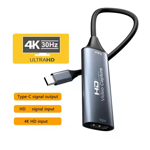 Type-C 2.0 Video Capture Card HD-compatible 4K 30Hz Game Grabber Record for Switch Xbox PS4/5 Live B