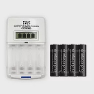 三洋旗艦型充電器+國際牌 黑鑽款 eneloop PRO 950mAh 低自放4號充電電池(4顆入)