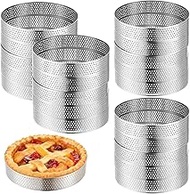 20Pcs Perforated Tart Rings, 3.9 x 0.8 in Round Stainless Steel Tart Rings for Baking, Metal Round C