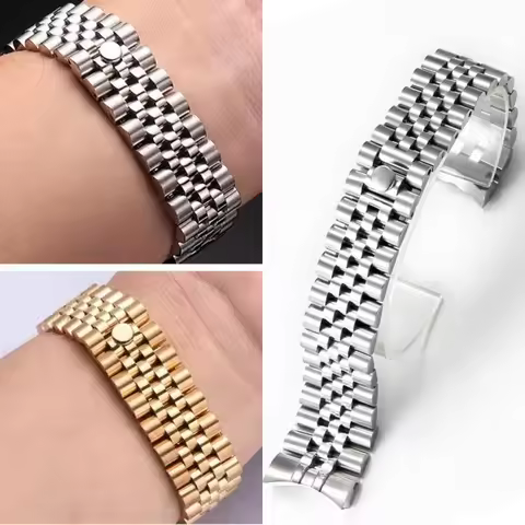 17mm 19mm 20mm Stainless Steel Curved End Watch Strap for Rolex Datejust Day Date Oyster Perpetual W
