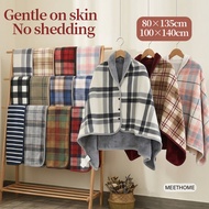 Wearable Plaid Fleece Blanket With Button Warm Throw Blanket Office Shawl Wearable Nap Air Condition