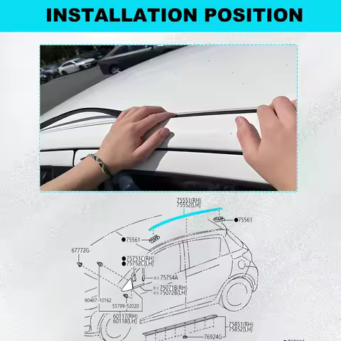 2PCS 75552-0D082 75551-0D132 For Toyota Yaris Hatchback 2014 2015 2016 2017 2018 Roof Rubber Drip Si
