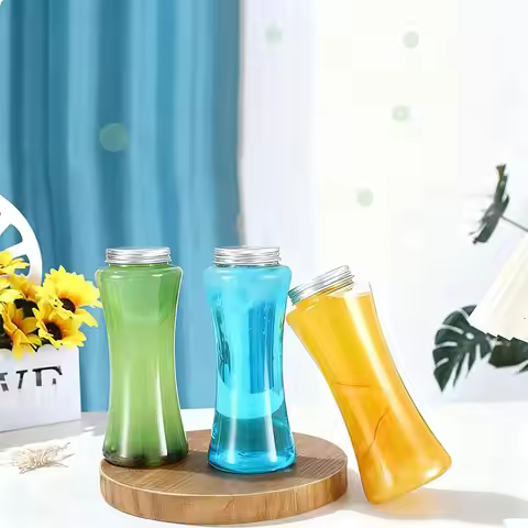 1Pcs Portable Milk Tea Drinking Bottle Beverage Bottle Plastic Water Cups Transparent Tea Coffee Bot