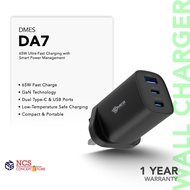 Dmes DA7 65W GaN Charger USB Type C Wall Charger Dual Type C USB Ports For iP Samsung Huawei XiaoMi