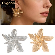 C5GOON Double Layered Big Flower & Vintage Five Leaf Flower Ring for Women Punk Adjustable Open Ring