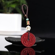 天然原礦硃砂精品紫金砂山鬼花錢平安扣 包掛 鑰匙扣 精品原創