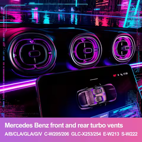 Cyber Optical 1:1 OEM Fit Ambient Light Turbo Air Vents for Mercedes Benz A B C E S GLA GLC Class Mo