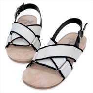 輕夏好感 - 織帶交叉軟底涼鞋 厚底涼鞋 - 黑白