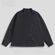 Stand-Up Collar Irregular Button Design Ruffian Handsome Jacket Men Women Korean Style Ruffian Hands
