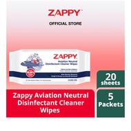 Zappy Aviation Disinfectant Cleaner Wipes 20x5