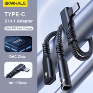 BKWHALE 2 In 1 USB C To 3.5mm Headphone Jack Adapter 60W Type C Charge Audio Aux Adaptor for Samsung