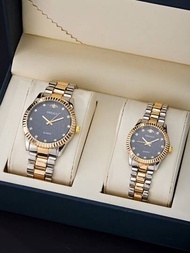 情侶時尚防水鑲鑽手錶,紋理優雅金屬錶帶,豪華氛圍,絕佳禮物