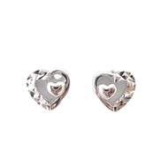 Poh Heng Jewellery 18K White Gold Heart Shaped Earrings