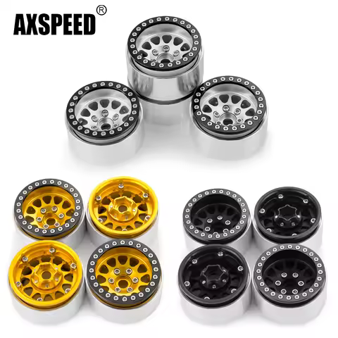 AXSPEED 1.9inch Aluminum Alloy Beadlock Wheel Rims Deep Dish Negative Offset 10mm for Axial SCX10 90
