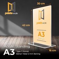 Acrylic Tent Holder A3 T Acrylic A3 T PORTRAIT/ A3TP/ 2mm Acrylic/ AVAILABLE GOSEND