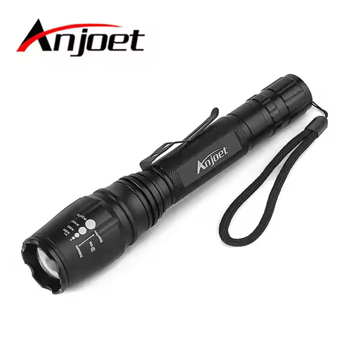 Anjoet Super Waterproof XML-T6 LED Tactical Flashlight Zoomable Torch Lamp Light 5-Mode Use 2x18650 