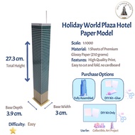 Holiday World Plaza Hotel Paper Building Model 57 Floors 27.3 Cm High. Width 3.9 Cm. Depth 3