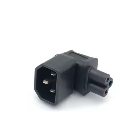 IEC 320 C14 to IEC C5 Angled power adapter, C5 to C14 angled AC adapter Angled Power Adapter Male to