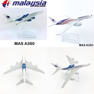 MAS A380 A350 Malaysia Airlines Plane 16cm Alloy Metal Plane Model Kit Toys