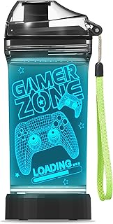 YuanDian Gamer Zone Water Bottle for Boys, Controller 7 Color Lights 3D Light up Drinking Cups Gifts