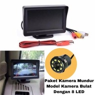 Car parking reverse camera package round camera 8 LED monitor 5 inch