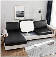 Waterproof Couch Cushion Cover PU Leather Sofa Cover Couch Cushion Slipcover With Elastic Bottom L Shape Sofa 1 2 3 4 Seaters Couch Furniture Protectors (Color : Black, Size : 3 Seater)