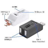 In-Line TYPE C-USB3.0 Five-In-Two Combo Docking Station Computer Hub 5in1 Splitter Card Reader 2025.