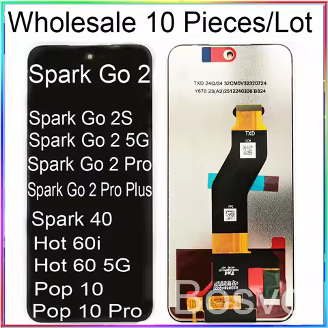 10 Pieces/Lot For Tecno Spark Go 2 Screen Go 2S 2 Pro Plus LCD Spark 40 For POP 10 PRO Display For i