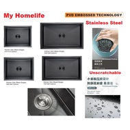 ITTO -PV EB/BL Black Single bowl Kitchen Sink Unscratchable PVD EMBOSSED TECHNOLOGY (NON RETURNABLE)