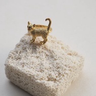 站立貓戒指，925銀，貓戒指，銀戒指。