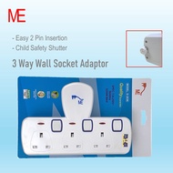 ME Wall Extension Plug Socket T-Adaport Extantion Multiple Wall Socket Power Socket Gantung Dinding 