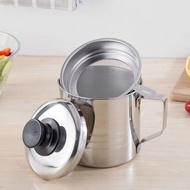 (AP) Oil Pot Filter Stainless Steel Oil Filter Container Oil Strainer Stainless Steel Oil Storage Co