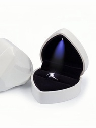 創意心形LED耳環&amp;戒指盒帶發亮的燈適用於