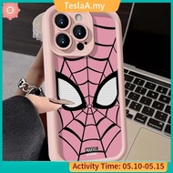 Trendy Brand Marvel Cool Pink Spider-Man Case Compatible for IPhone 11 15 13 14 12 Pro Max 15 7 6 8 6S Plus XR XS X Max SE 2020 Cartoon Anime Angel Eyes Soft Couples Case QOM2