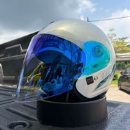 SPECIAL EDITION HELMET LTD SPORT PEARL WHITE TURQOUISE VISOR SIANG MALAM CLEAR BLUE SIDE COVER TURQU