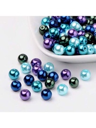 400入組4mm混色海藍玻璃假珍珠圓形手工珠子，適用於珠寶製作