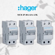 HAGER MCB 2 Pole  6A /10A / 20A / 32A / 40A / 63A ( 4.5KA ) MY SERIES