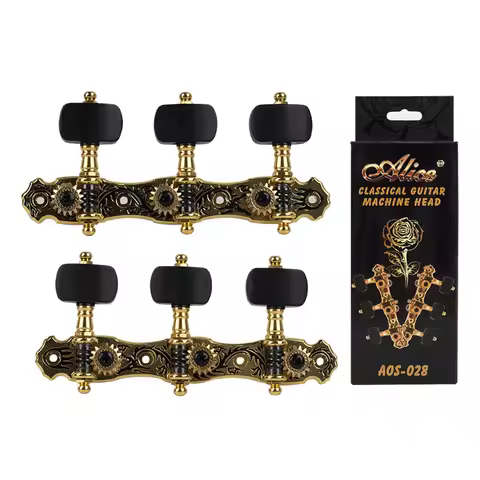 Alice Machine Head AOS-028 1 Pair Gold Plated Zinc Alloy Black Dragon Plate Black Wood Peg Classical