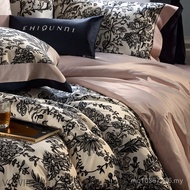 % Quilt Cover 1OO Light Luxury Style High-End Printing s Can l1 Four-Piece Set Washed Cotton America