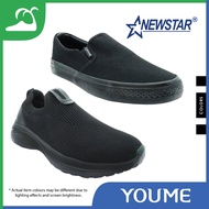 NEWSTAR M5530-M823 Secondary School Black Shoes Canvas Knitted Sports Slip-ons Stretchable 1103