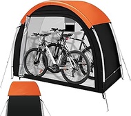 Bike Storage Tent with Rain Cover & Mesh Window, PU5000 Waterproof Bike Shed for 2-3 Bikes, Portable
