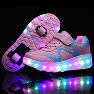 Invisible Double Wheel Children's Runaway Shoes Girls' Pulley Shoes Student Deformation Shoes LED Fl