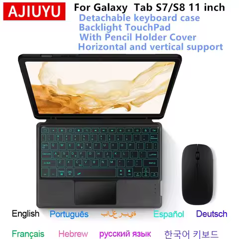 Touchpad Keyboard For Samsung Galaxy Tab S8 11" SM-X700 SM-X706 Case with Pen Holder for Tab S7 11''