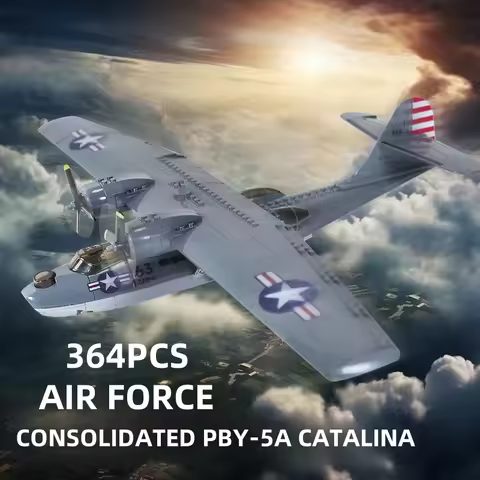 364PCS Military Aircraft CONSOLIDATED PBY-5A CATALINA Seaplane Model Building Blocks Air Force Airpl