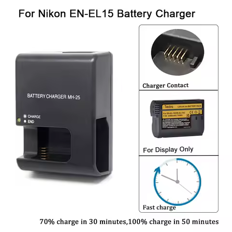 MH-25 MH-25A Charger for Nikon EN-EL15 EN-EL15B ENEL15C ENEL15 Compatibl D800 D810 D600 D500 D7000 D